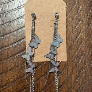 Handmade Silver Butterfly Dangle Earrings